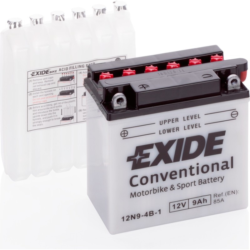 Motorcycle battery Exide 12N9-4B-1 12V 9Ah 85A - 2