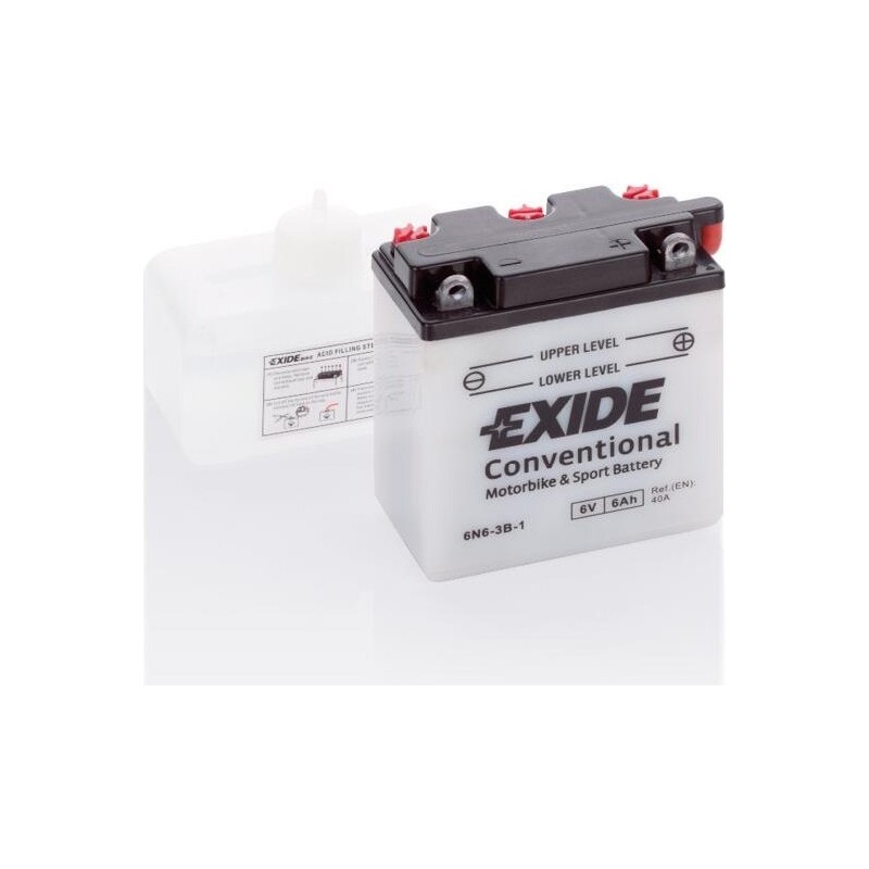 Batería de moto Exide 6N6-3B-1 6V 6Ah 40A - 1