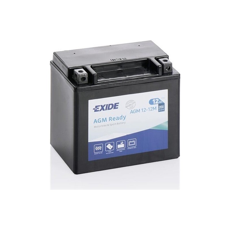Motorcycle battery Exide AGM12-12M 12V 12Ah 200A AGM - 1