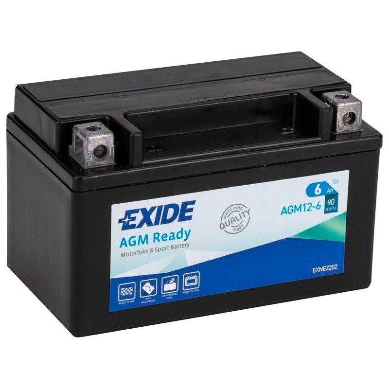 Motorcycle battery Exide AGM12-6 12V 6Ah 90A AGM - 2