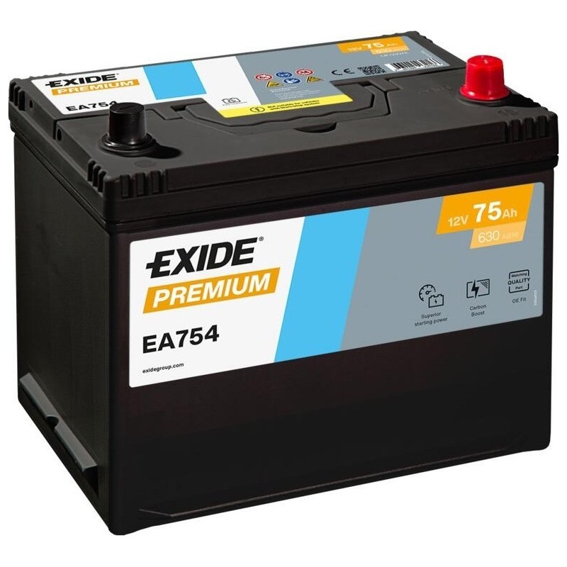 Car battery Exide EA754 12V 75Ah 630A - 1