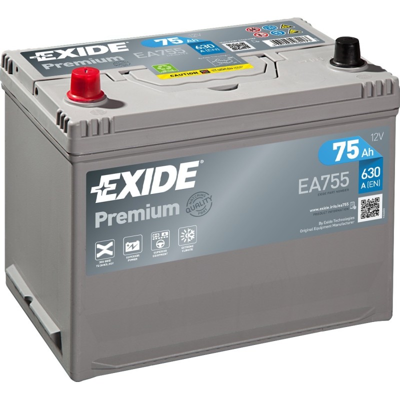 Batería de coche Exide EA755 12V 75Ah 630A - 2