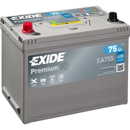 Batería de coche Exide EA755 12V 75Ah 630A - 2