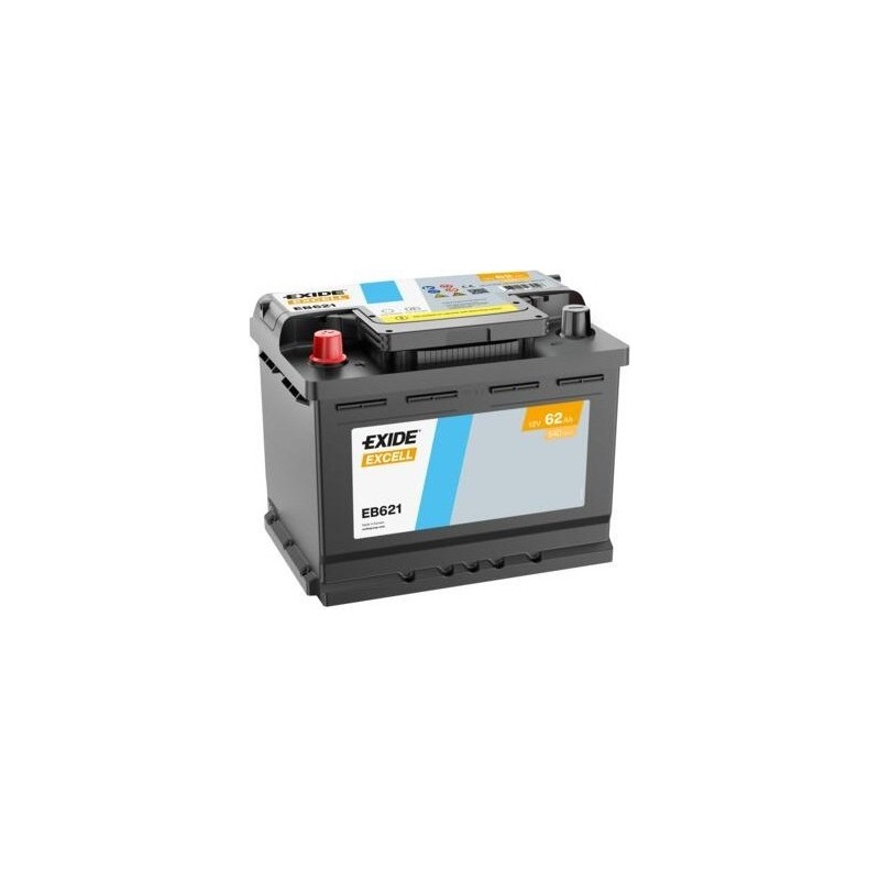 Batería de coche Exide EB621 12V 62Ah 540A | baterias.com