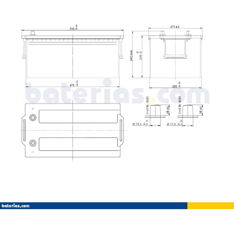 LKW-Batterie Exide EE2353 12V 235Ah 1200A EFB - 2