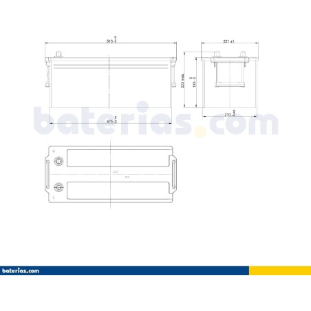 Batterie camion Exide EF1853 12V 185Ah 1150A - 2