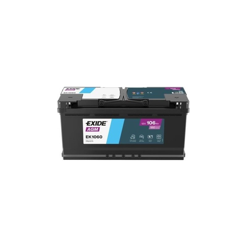 Start-Stop battery Exide EK1060 12V 106Ah 950A AGM - 1