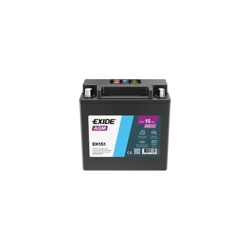 Car battery Exide EK151 12V 15Ah 200A AGM - 1