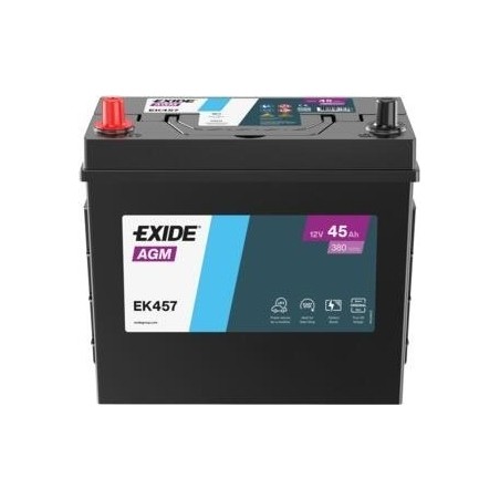 Batteria ausiliaria AGM Exide EK457 12V 45Ah 380A - 2