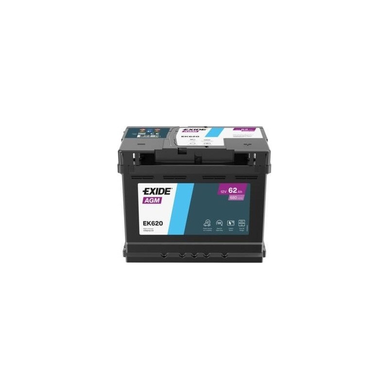 Batería Start-Stop Exide EK620 12V 62Ah 680A AGM - 1