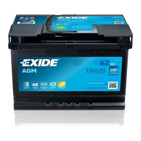 Start-Stop battery Exide EK620 12V 62Ah 680A AGM - 2