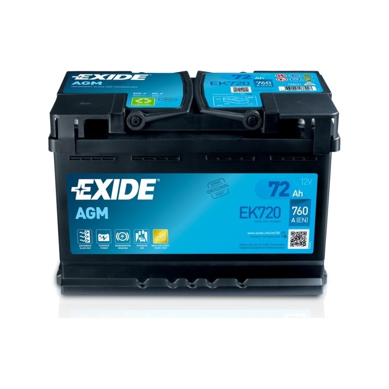 Start-Stop battery Exide EK720 12V 72Ah 760A AGM - 2
