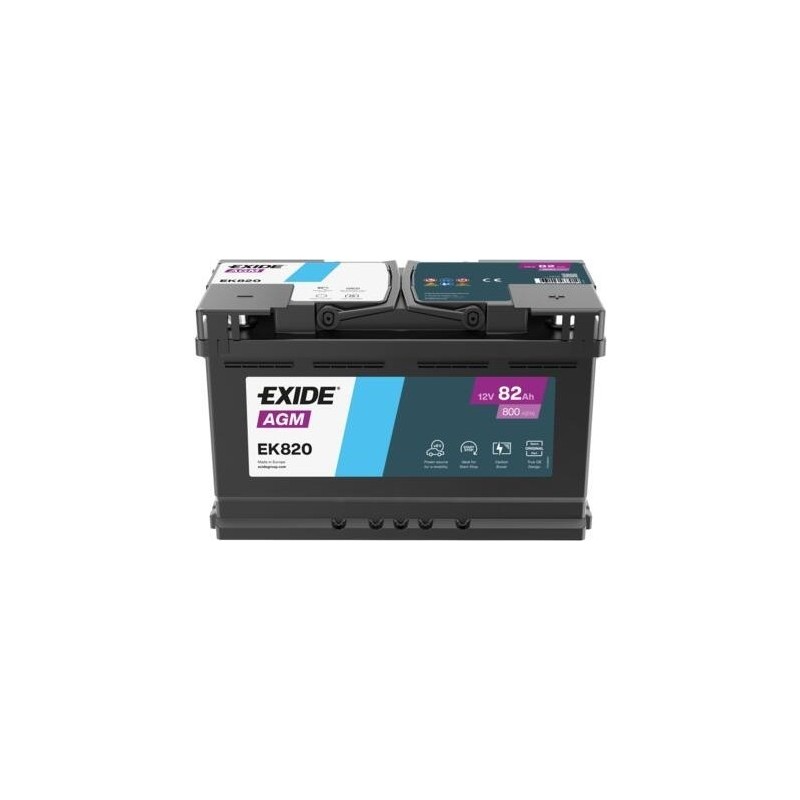Start-Stop battery Exide EK820 12V 82Ah 800A AGM - 1