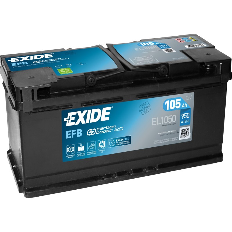 Start-Stop battery Exide EL1050 12V 105Ah 950A EFB - 2