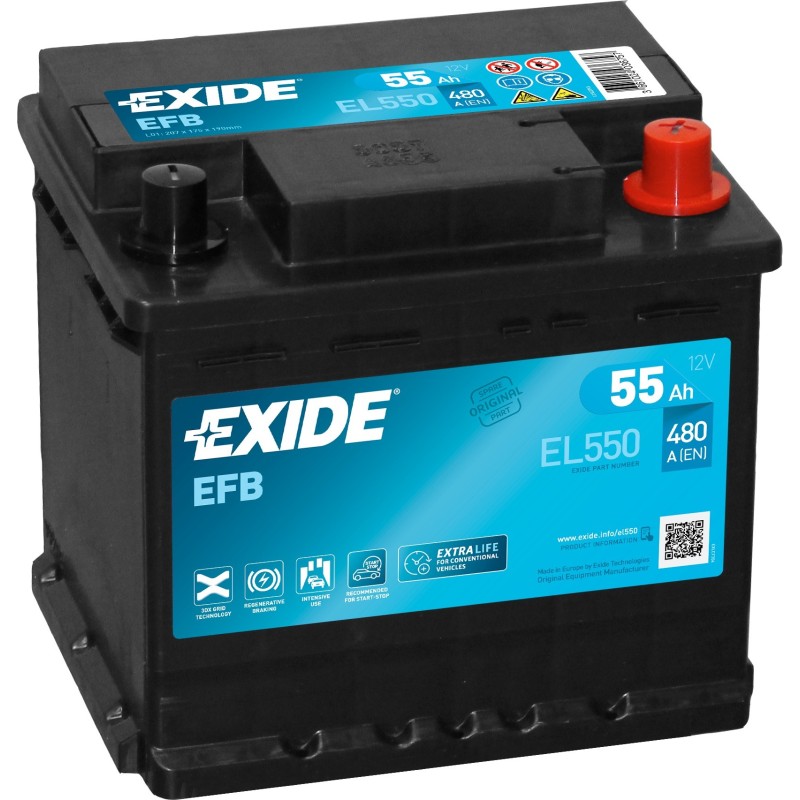 Batterie Start-Stop Exide EL550 12V 55Ah 540A EFB - 2
