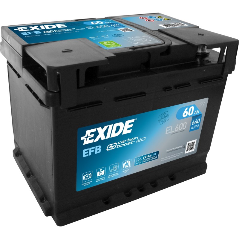 Batterie Start-Stop Exide EL600 12V 60Ah 640A EFB - 2