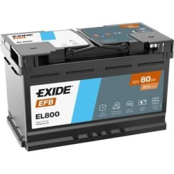 Start-Stop battery Exide EL800 12V 80Ah 800A EFB | baterias.com