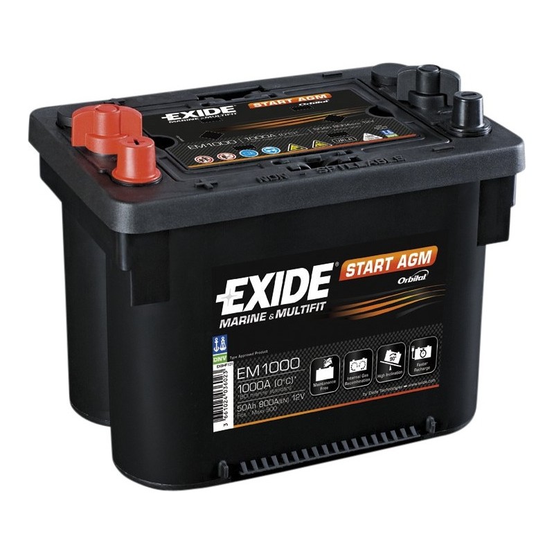 Bootsbatterie Exide EM1000 12V 50Ah AGM - 3