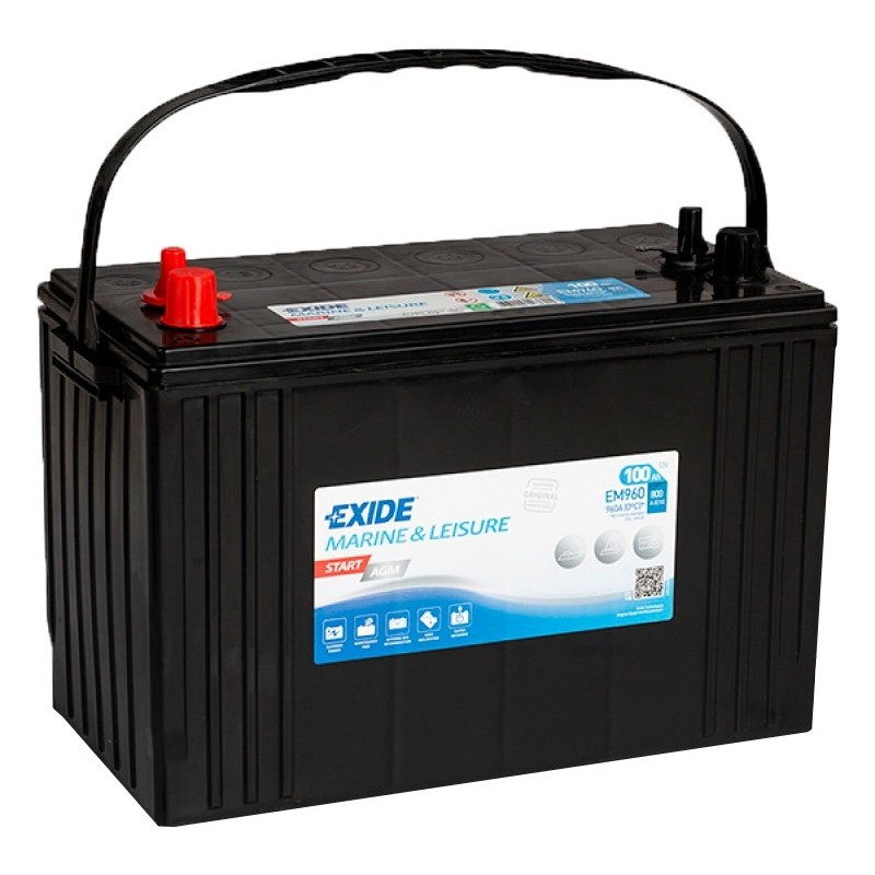 Bateria náutica Exide EM960 12V 100Ah 800A AGM – imagem 2