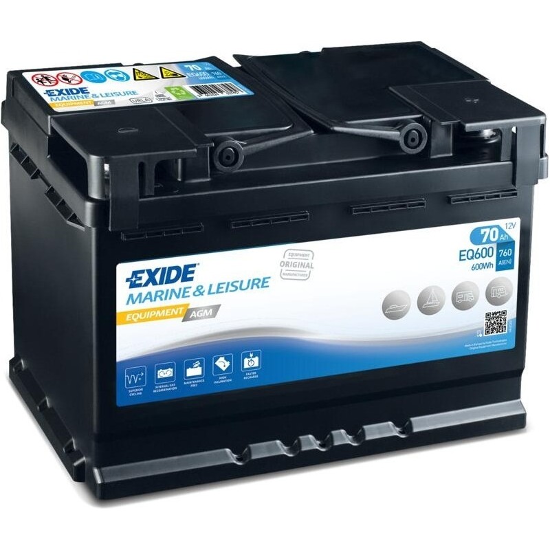Marine battery Exide EQ600 12V 70Ah AGM - 1