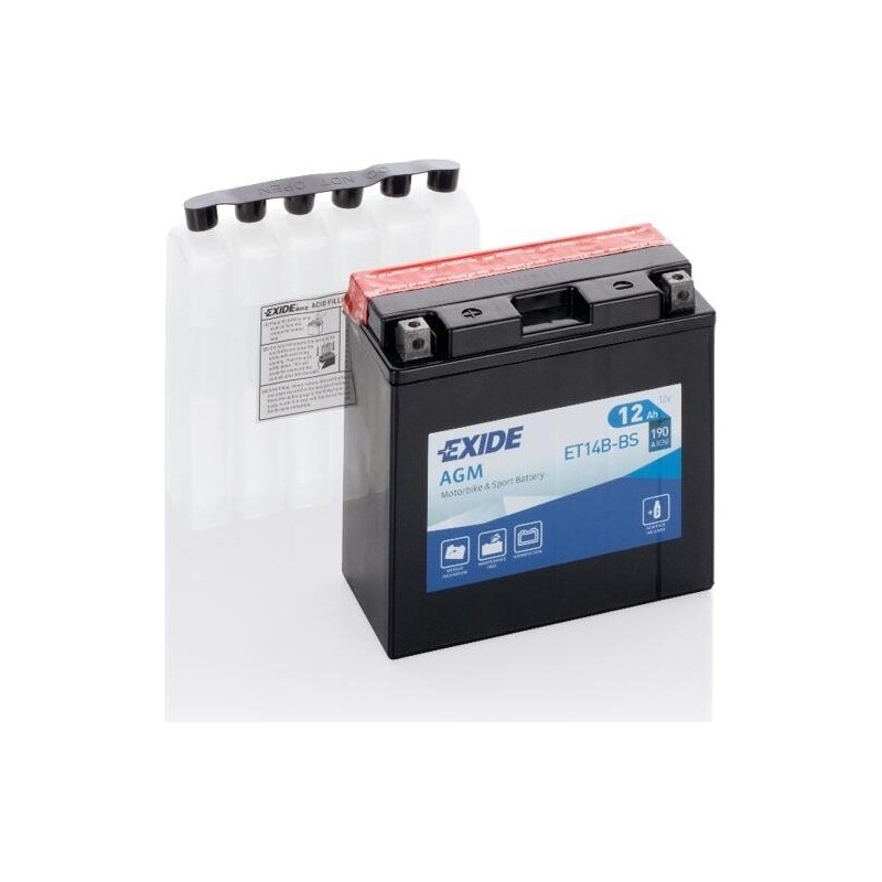 Motorcycle battery Exide ET14B-BS 12V 12Ah 190A AGM - 1