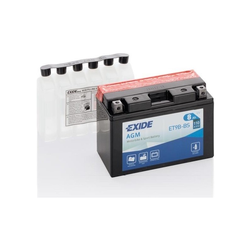 Motorcycle battery Exide ET9B-BS 12V 8Ah 110A AGM - 1