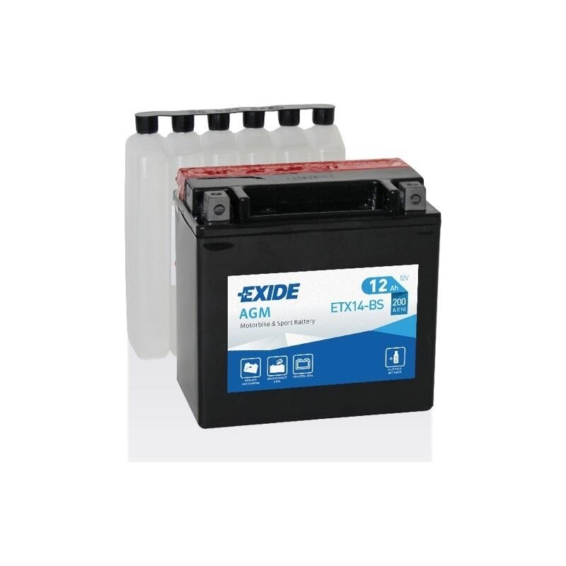 Motorcycle battery Exide ETX14-BS 12V 12Ah 200A AGM - 1