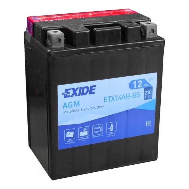 Batteria moto Exide ETX14AH-BS 12V 12Ah 210A AGM - 2