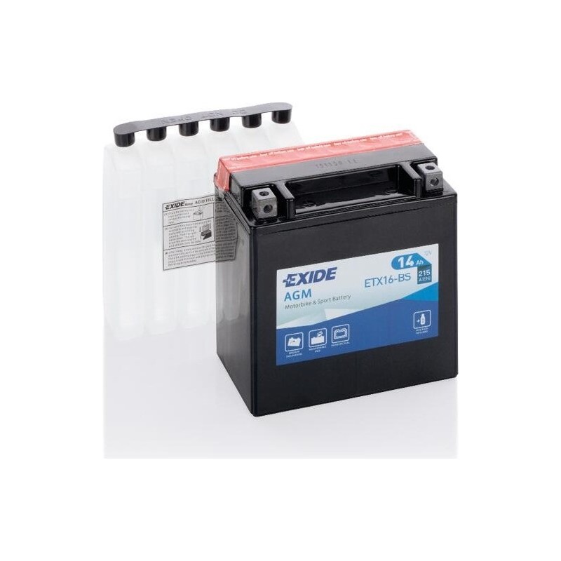 Motorcycle battery Exide ETX16-BS 12V 14Ah 215A AGM - 1