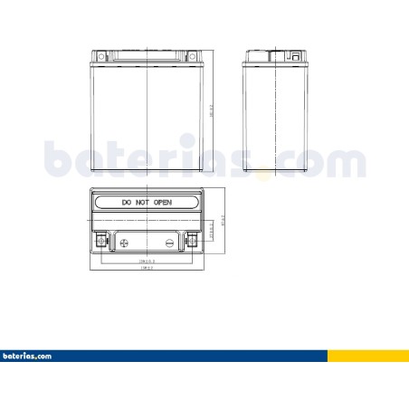 Bateria de mota Exide ETX16-BS 12V 14Ah 215A AGM - 2