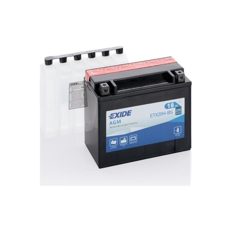 Motorcycle battery Exide ETX20H-BS 12V 18Ah 270A AGM - 1