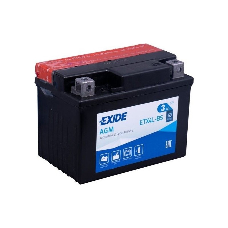 Batteria moto Exide ETX4L-BS 12V 3Ah 50A AGM – immagine 2