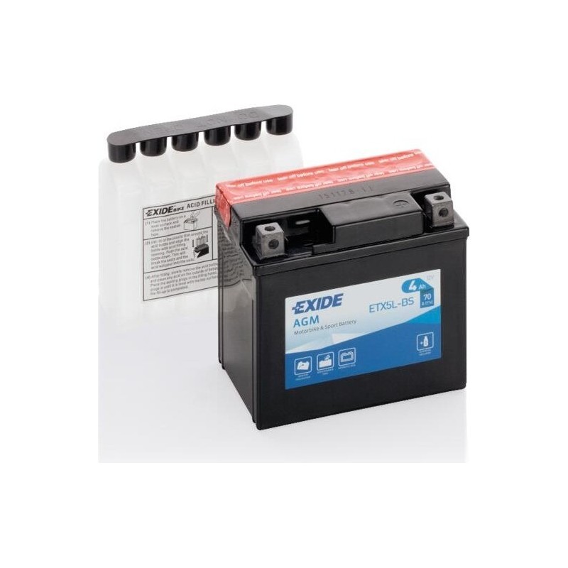 Batteria moto Exide ETX5L-BS 12V 4Ah 70A AGM - 1