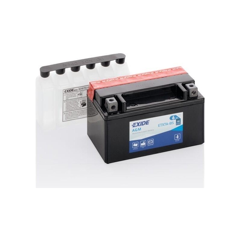 Motorcycle battery Exide ETX7A-BS 12V 6Ah 90A AGM - 1