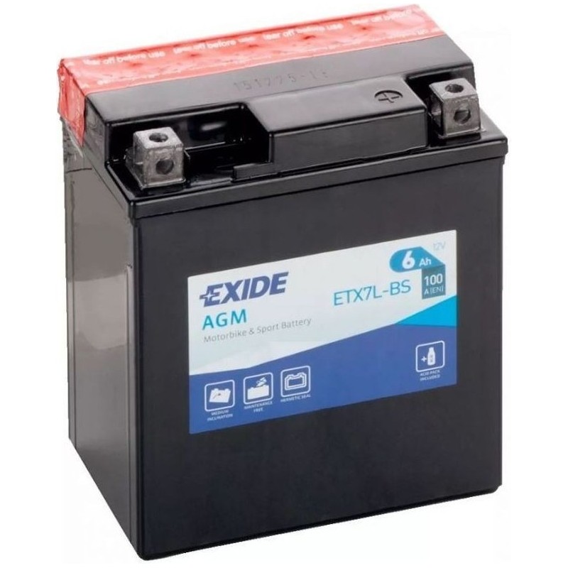 Batterie moto Exide ETX7L-BS 12V 6Ah 100A AGM - 2