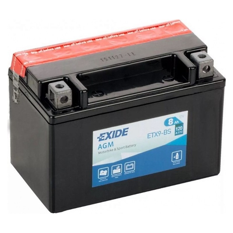Motorradbatterie Exide ETX9-BS 12V 8Ah 120A AGM - 3