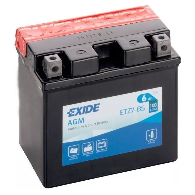 Bateria de mota Exide ETZ7-BS 12V 6Ah 100A AGM - 2
