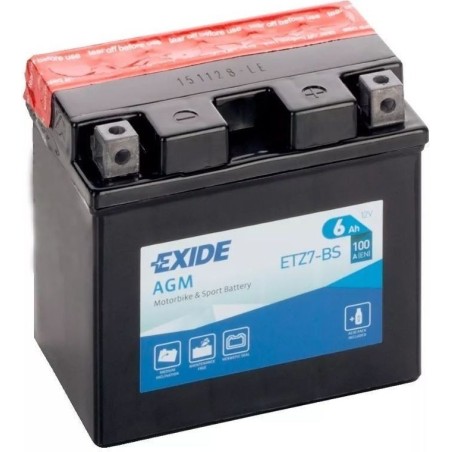 Bateria de mota Exide ETZ7-BS 12V 6Ah 100A AGM - 2