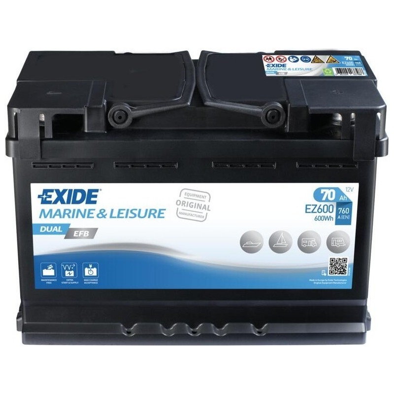Marine battery Exide EZ600 12V 70Ah EFB - 1