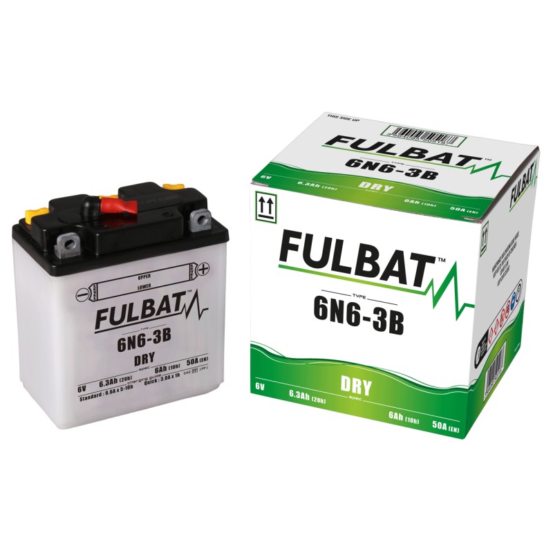 Motorcycle battery Fulbat 6N6-3B 6V 6.3Ah 50A | baterias.com