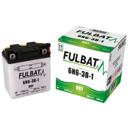 Motorcycle battery Fulbat 6N6-3B-1 6V 6.3Ah 50A | baterias.com