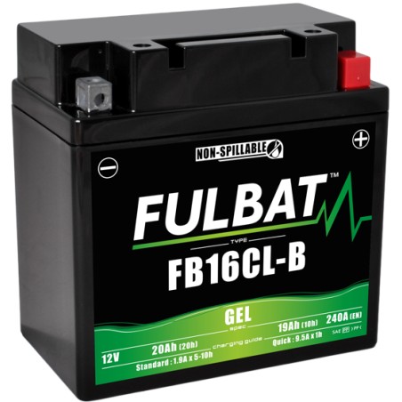 Batería de moto Fulbat FB16CL-B GEL 12V 20Ah 240A GEL