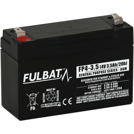 Batería estacionaria SAI/UPS Fulbat FP4-3.5 4V 3.5Ah AGM