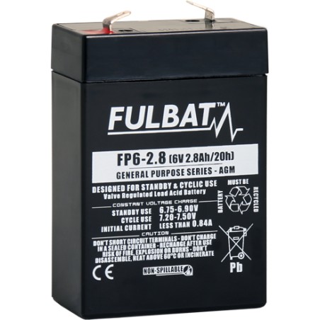 Batería estacionaria SAI/UPS Fulbat FP6-2.8 6V 2.8Ah AGM