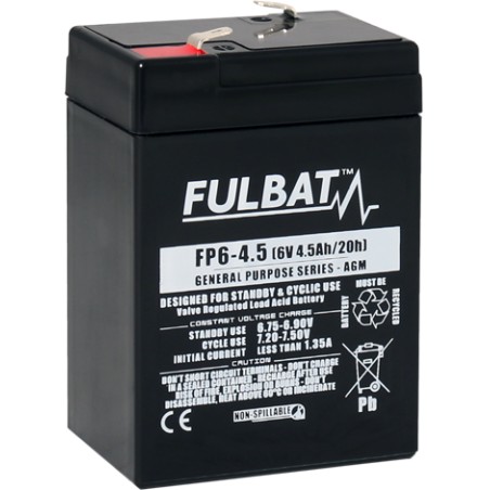 Batería estacionaria SAI/UPS Fulbat FP6-4.5 6V 4.5Ah AGM