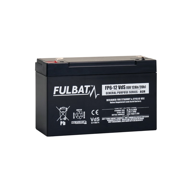 Batteria stazionaria UPS Fulbat FP6-12 6V 12Ah AGM | baterias.com