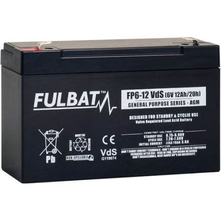 Stationary UPS battery Fulbat FP6-12 6V 12Ah AGM – image 2