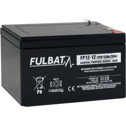 Lawnmower battery Fulbat FP12-12 12V 12Ah AGM | baterias.com