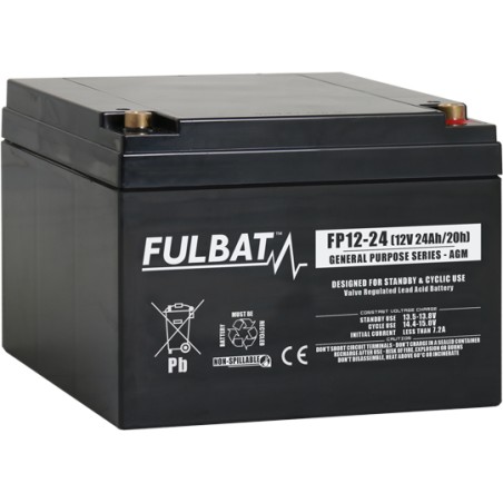 Stationary UPS battery Fulbat FP12-24 12V 24Ah AGM | baterias.com