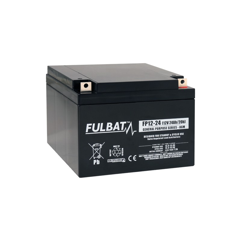 Stationary UPS battery Fulbat FP12-24 12V 24Ah AGM | baterias.com